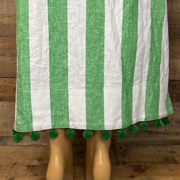 Kate Spade Awning Stripe Pom-Pom Tunic Dress Crop Sleeve White Green SZ Medium - Picture 10 of 14